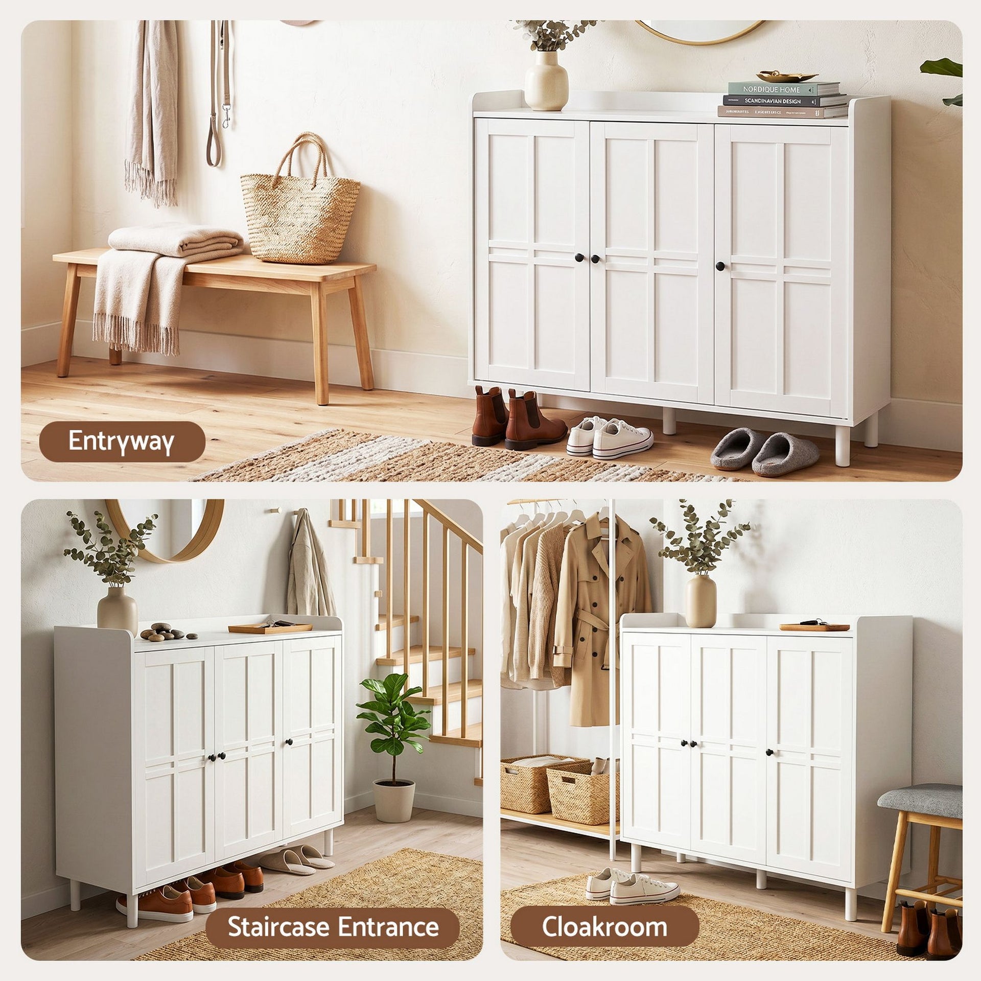 Artiss Shoe Rack Cabinet Storage Cupboard Adjustable Shelf White Awezingly