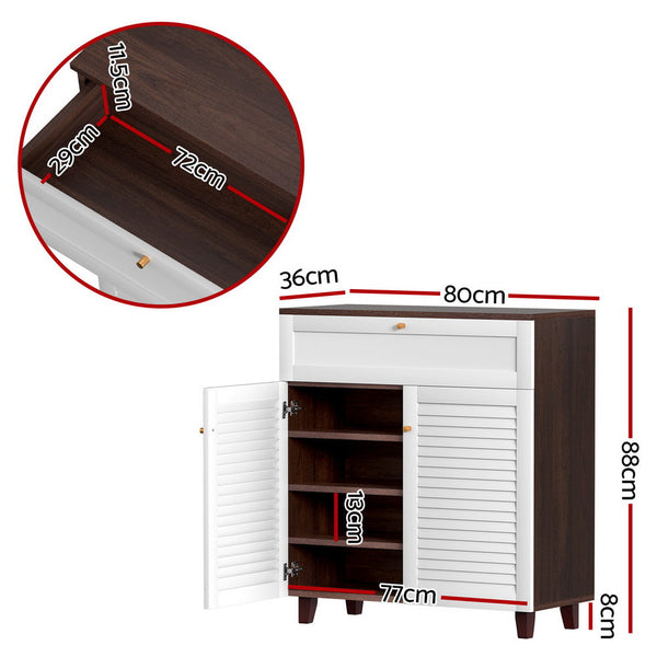 Artiss Shoe Rack Cabinet Shoes Storage Drawer 16 Pairs Artiss