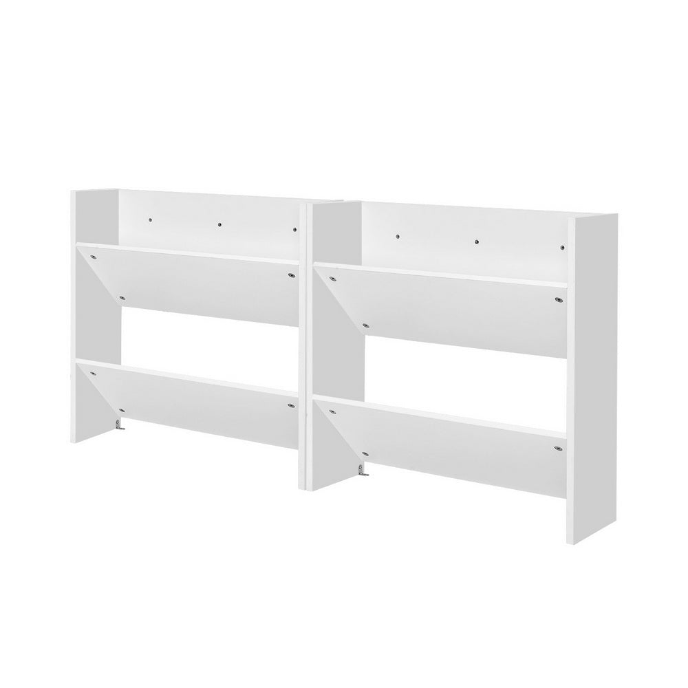 Artiss Shoe Rack 2-tier 12 Pairs Wall Mounted x2 - White Artiss