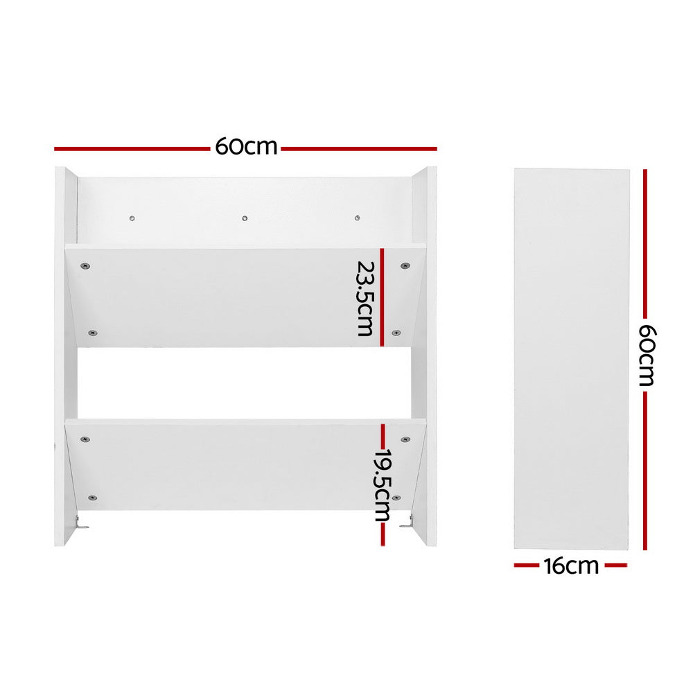 Artiss Shoe Rack 2-tier 12 Pairs Wall Mounted x2 - White Artiss