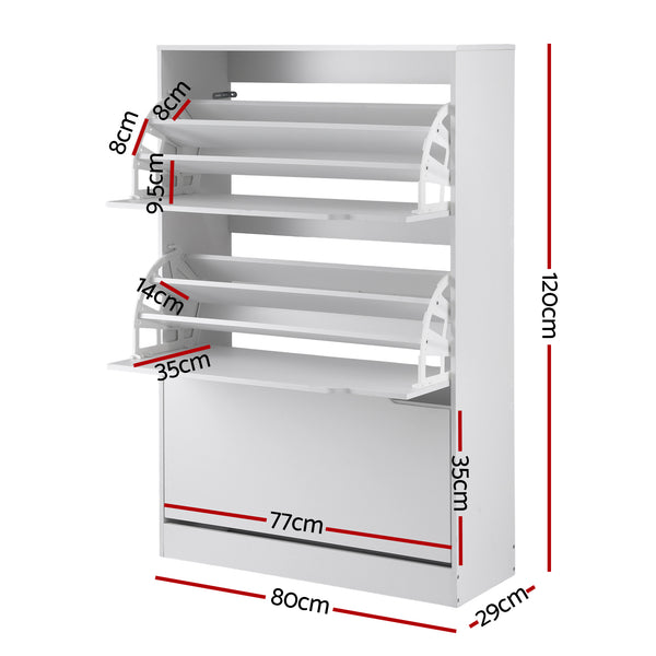 Artiss Shoe Rack Cabinet 24 Pairs Adjustable Shelf White Awezingly
