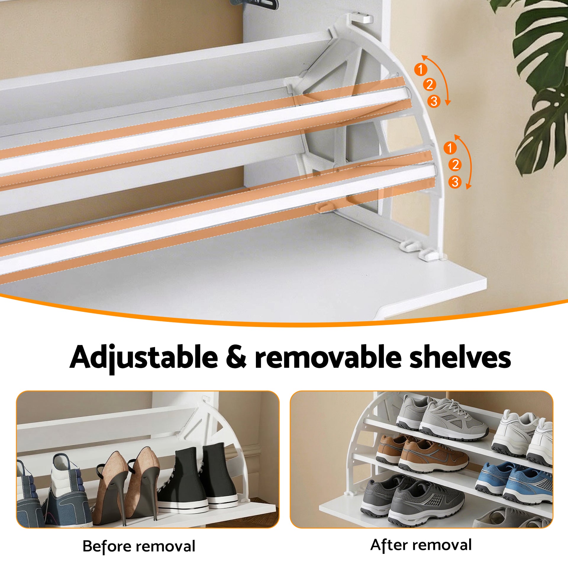 Artiss Shoe Rack Cabinet 24 Pairs Adjustable Shelf White Awezingly