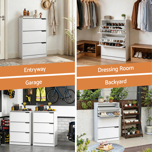 Artiss Shoe Rack Cabinet 24 Pairs Adjustable Shelf White Awezingly