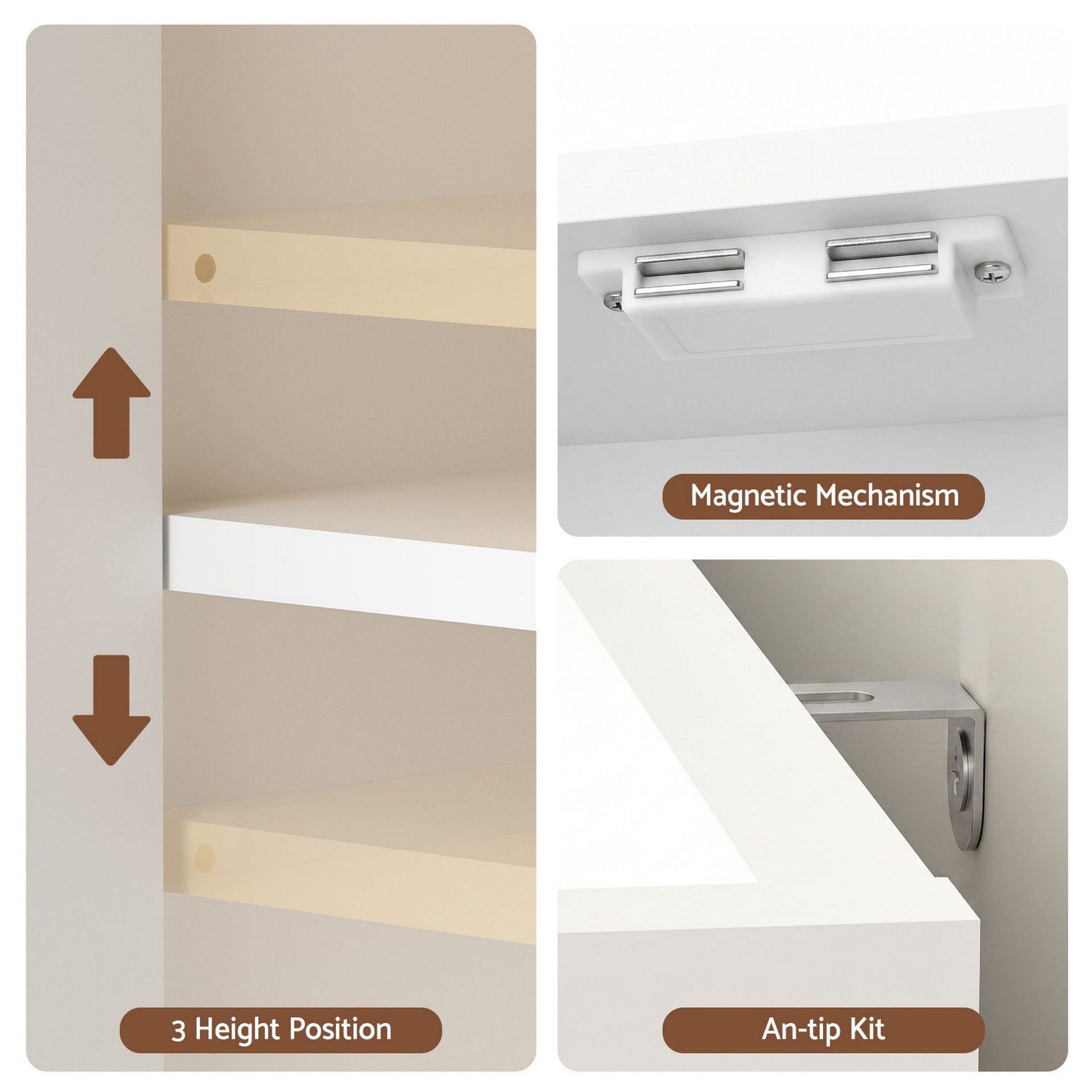 Artiss Shoe Rack Cabinet Storage Cupboard 3 Adjustable Shelves White Awezingly
