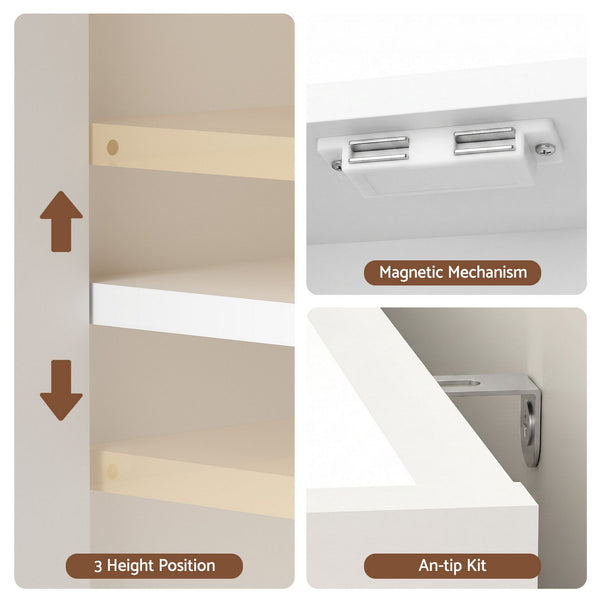 Artiss Shoe Rack Cabinet Storage Cupboard 3 Adjustable Shelves White Awezingly