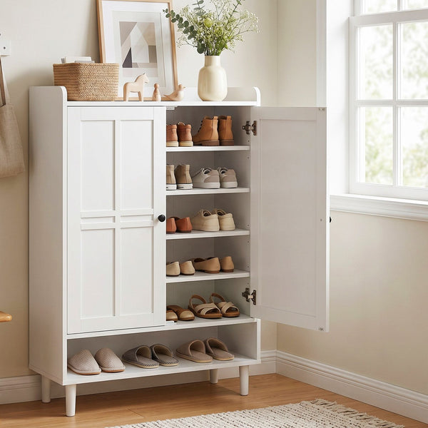 Artiss Shoe Rack Cabinet Storage Cupboard 3 Adjustable Shelves White Awezingly