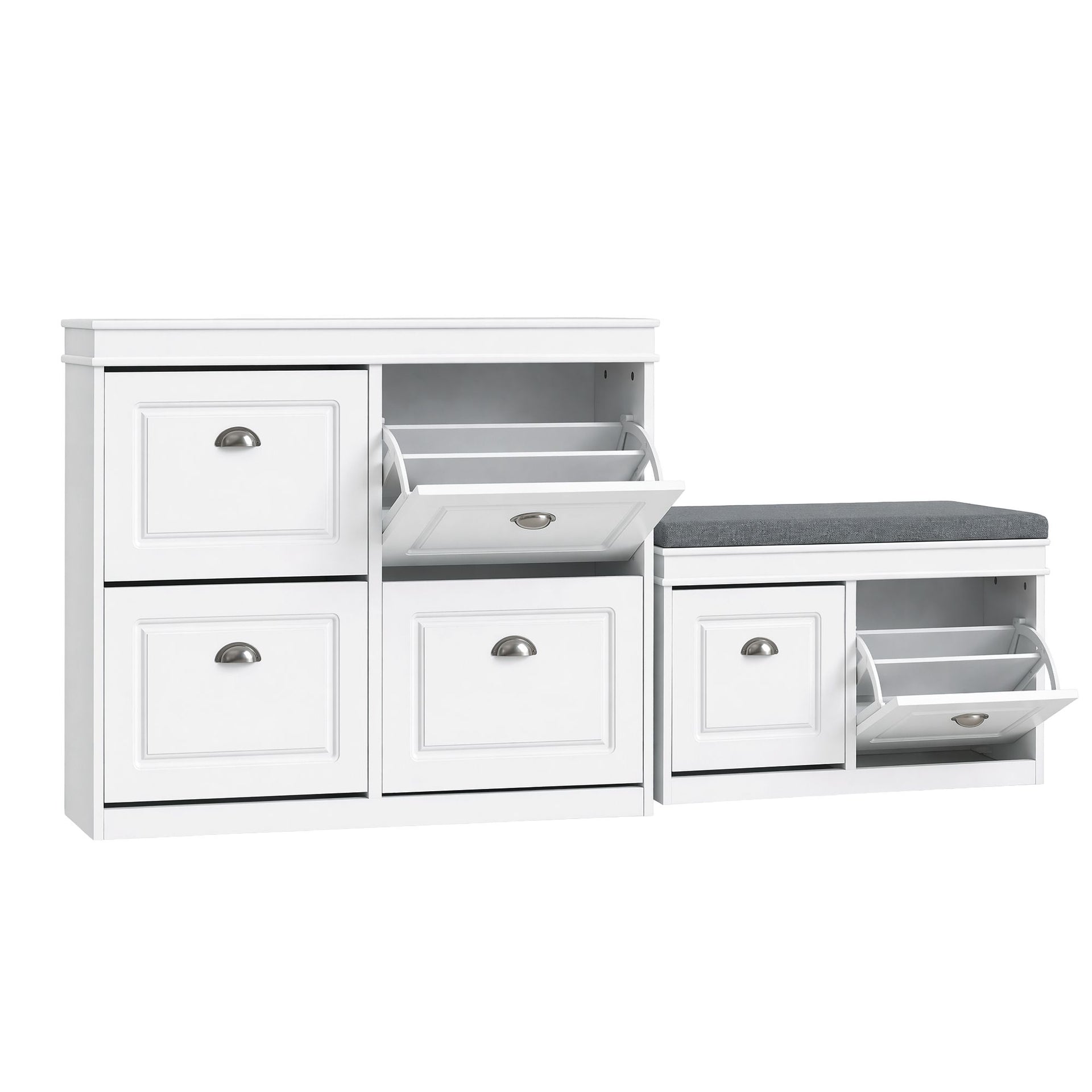 Artiss Shoe Cabinet Bench Set Flip Drawer Hallway Living Room White Awezingly