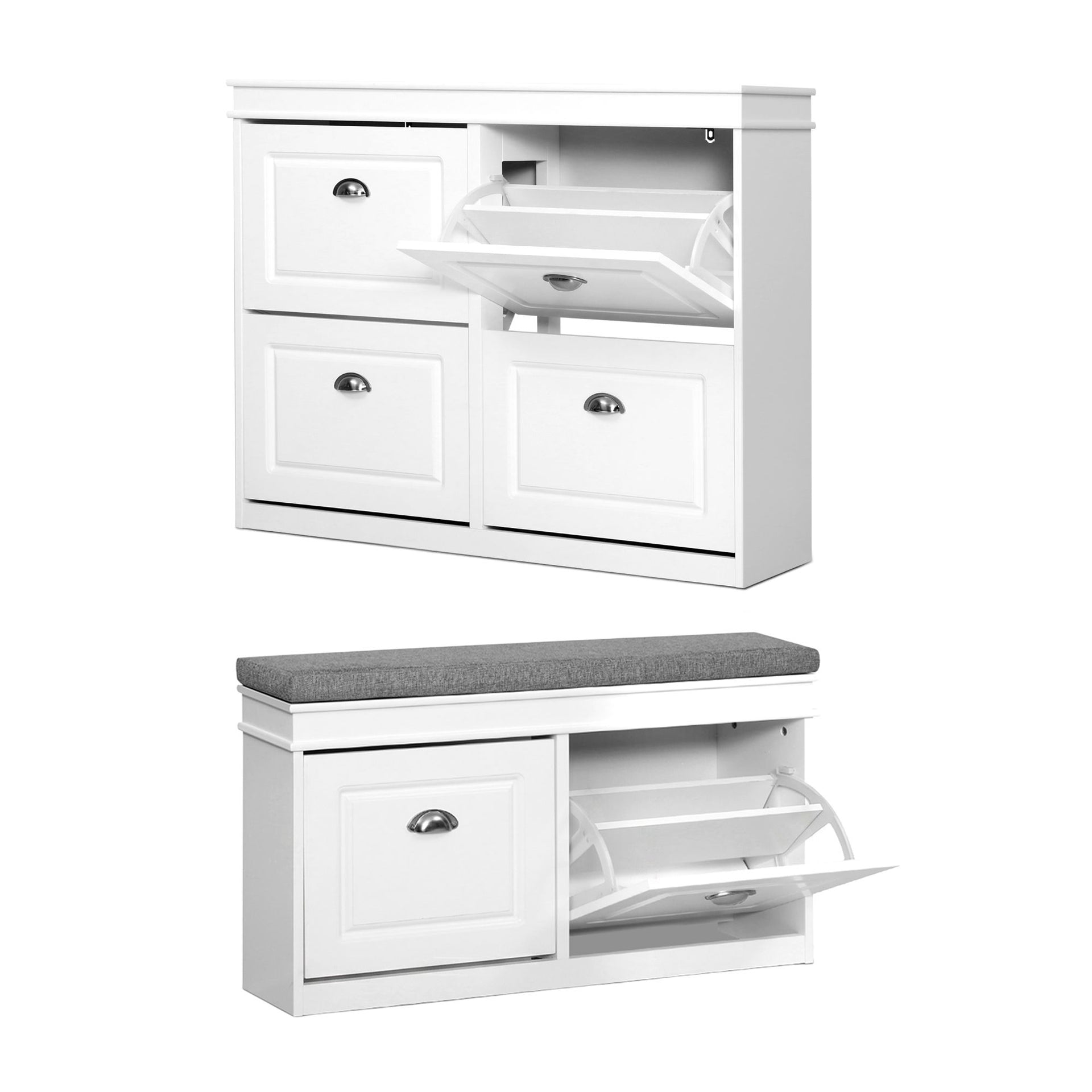 Artiss Shoe Cabinet Bench Set Flip Drawer Hallway Living Room White Awezingly