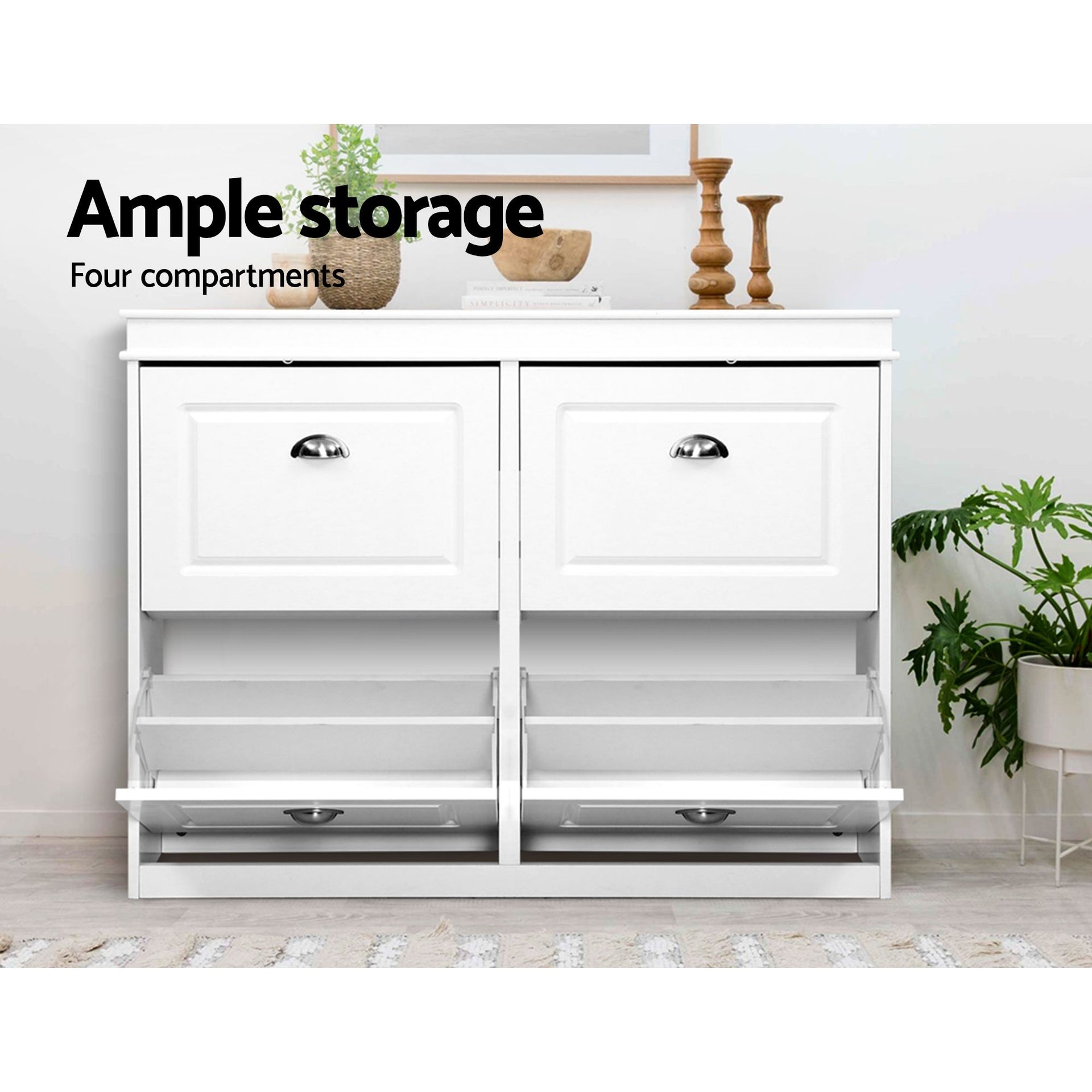 Artiss Shoe Cabinet Bench Set Flip Drawer Hallway Living Room White Awezingly