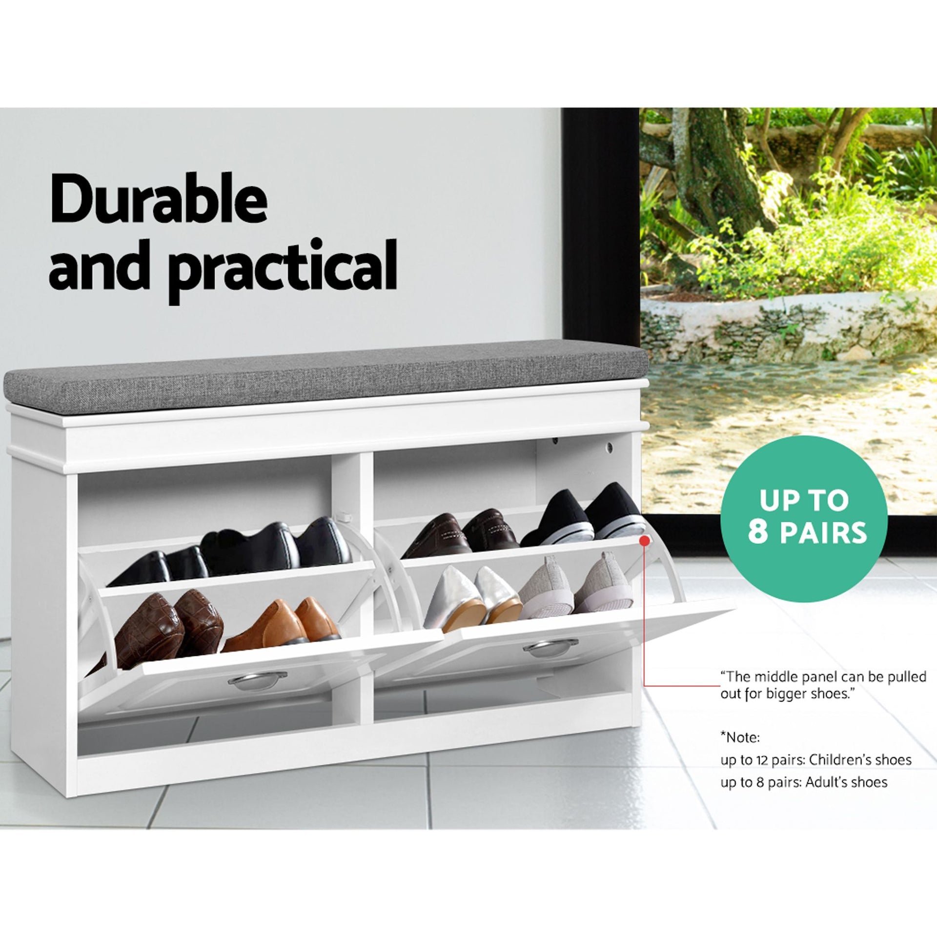 Artiss Shoe Cabinet Bench Set Flip Drawer Hallway Living Room White Awezingly