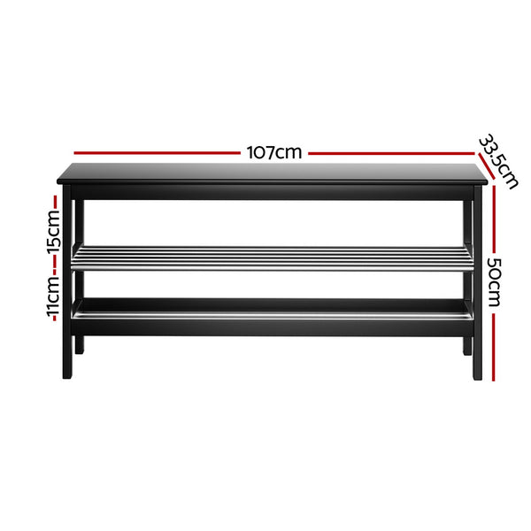 Artiss Shoe Rack Cabinet Bamboo Bench 10 Paris Black Artiss