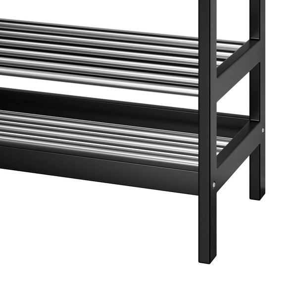 Artiss Shoe Rack Cabinet Bamboo Bench 10 Paris Black Artiss