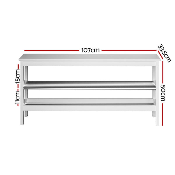 Artiss Shoe Rack Cabinet Bamboo Bench 10 Paris White Artiss