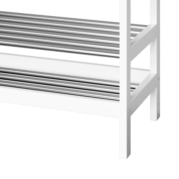 Artiss Shoe Rack Cabinet Bamboo Bench 10 Paris White Artiss