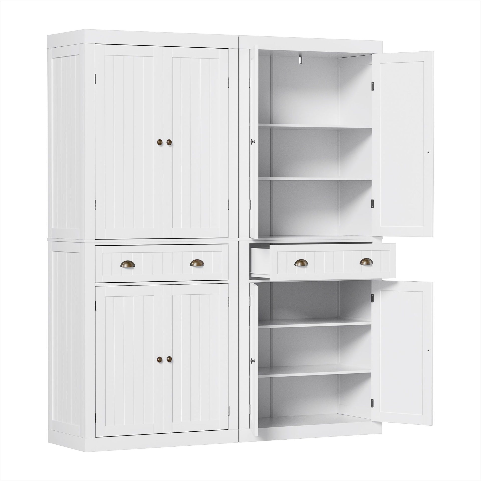 Artiss 2x Buffet Sideboard Cabinet 6-Tier Storage Pantry Cupboard Drawer White Awezingly