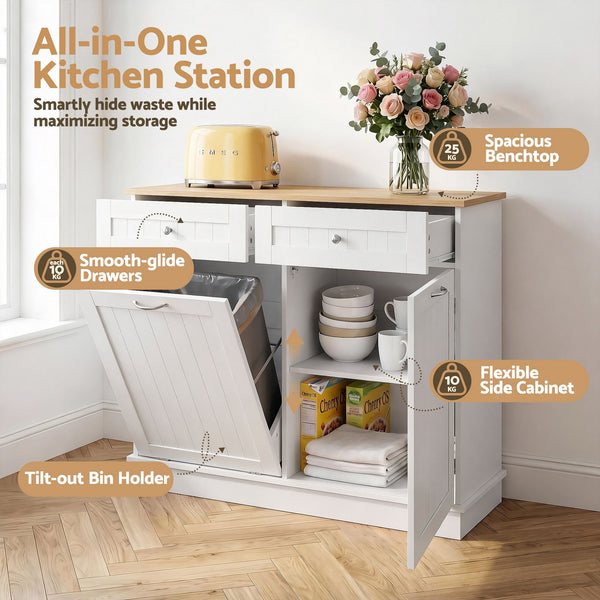 Artiss Buffet Sideboard Cabinet Kitchen Tilt Out Bin Holder Storage Cupboard Awezingly