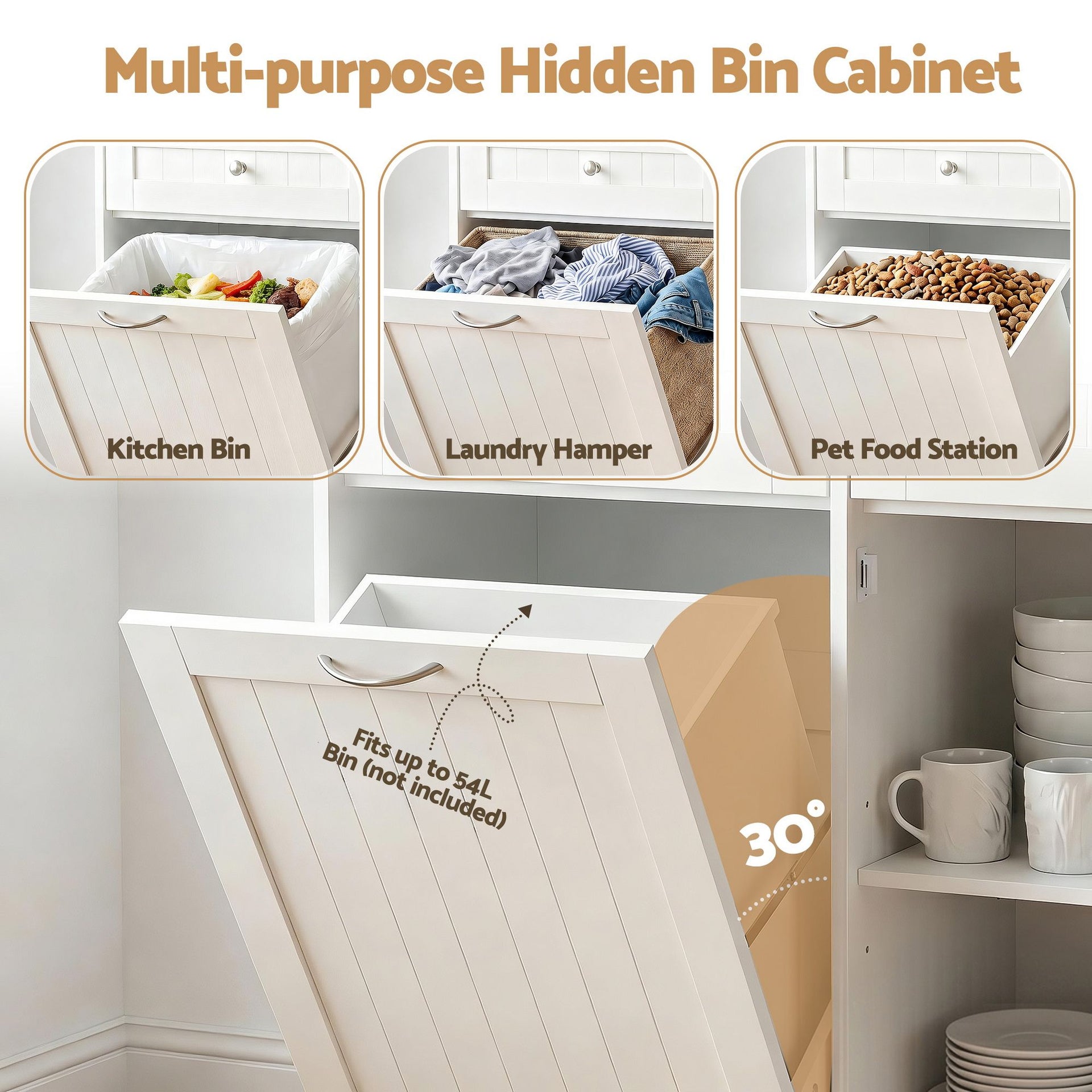Artiss Buffet Sideboard Cabinet Kitchen Tilt Out Bin Holder Storage Cupboard Awezingly