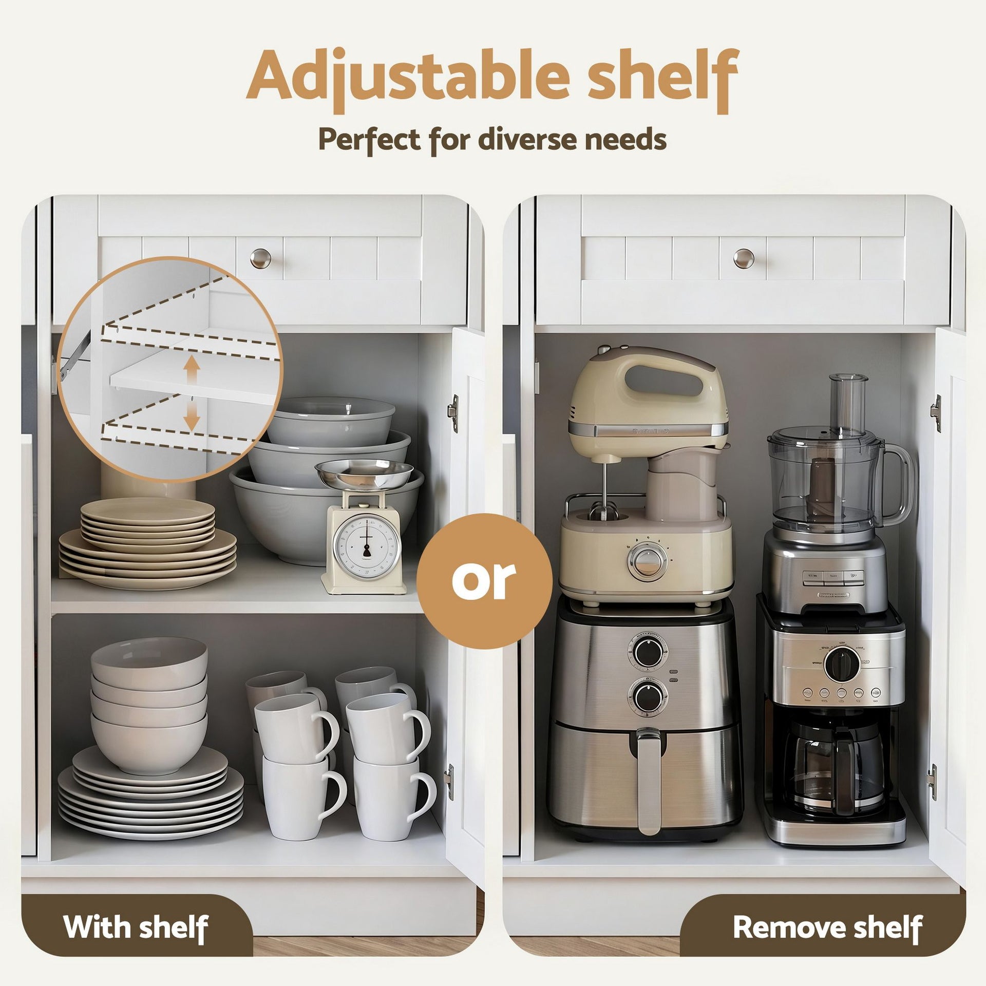 Artiss Buffet Sideboard Cabinet Kitchen Tilt Out Bin Holder Storage Cupboard Awezingly