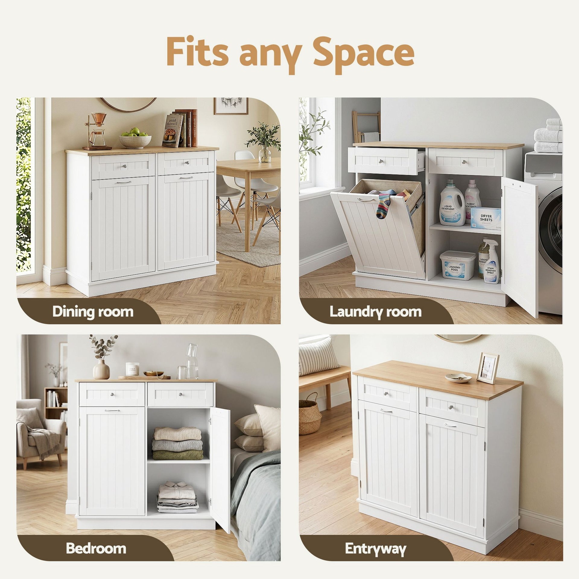 Artiss Buffet Sideboard Cabinet Kitchen Tilt Out Bin Holder Storage Cupboard Awezingly