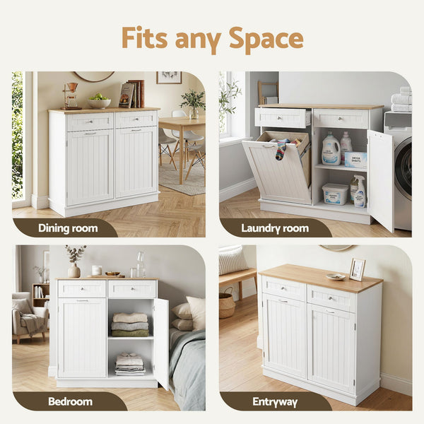 Artiss Buffet Sideboard Cabinet Kitchen Tilt Out Bin Holder Storage Cupboard Awezingly