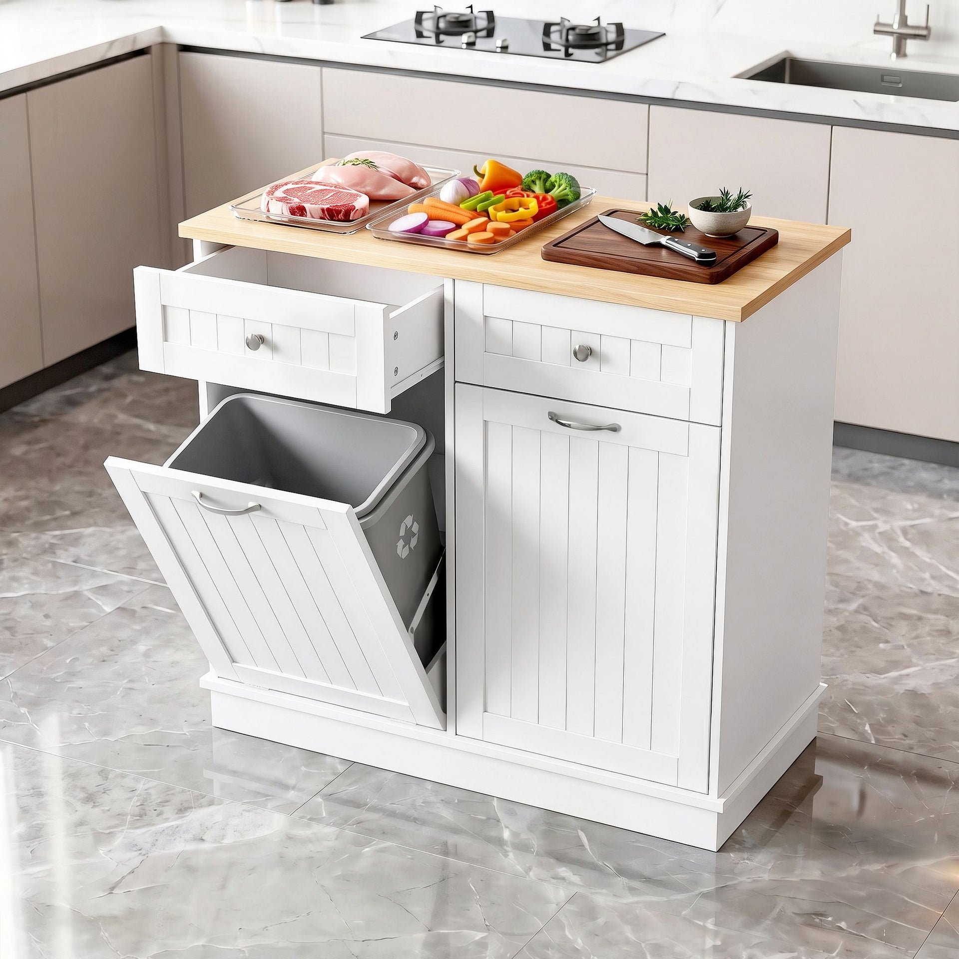 Artiss Buffet Sideboard Cabinet Kitchen Tilt Out Bin Holder Storage Cupboard Awezingly