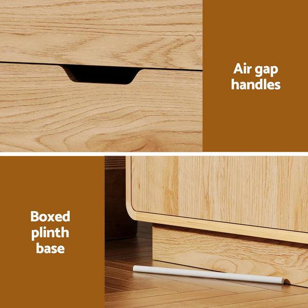 Artiss Buffet Sideboard Cabinet Storage Kitchen Cupboard Drawers Round Edge Oak Awezingly