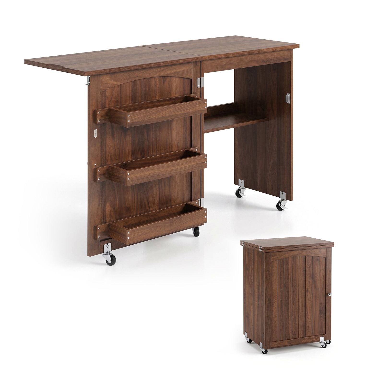 Artiss Folding Sewing Table Sewing Machine Desk Multi-functional Rolling Work Table Craft Station Awezingly