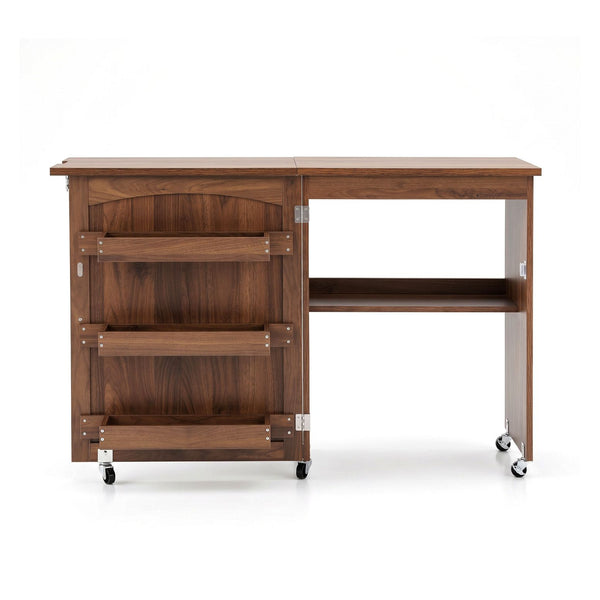 Artiss Folding Sewing Table Sewing Machine Desk Multi-functional Rolling Work Table Craft Station Awezingly