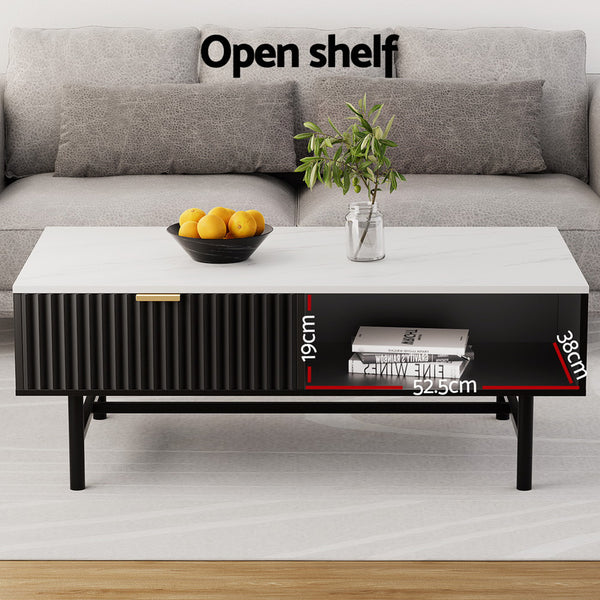 Artiss TV Unit & Coffee Table Set Storage Shelf Black Awezingly