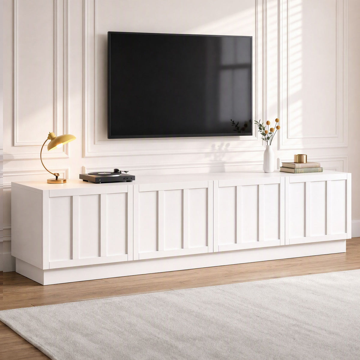 Artiss 180cm TV Unit Entertainment Cabinet Fluted Style Cable Management White Awezingly