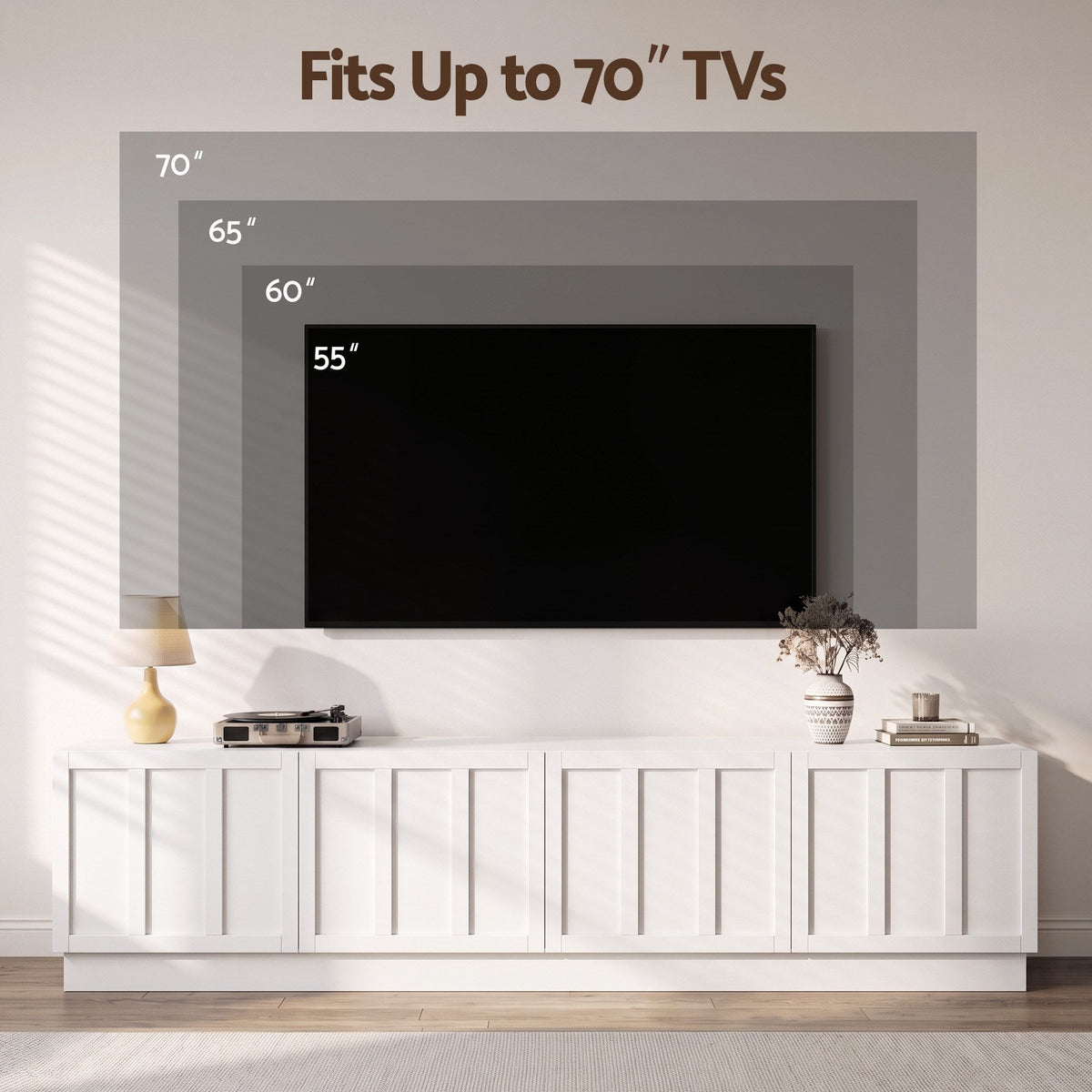 Artiss 180cm TV Unit Entertainment Cabinet Fluted Style Cable Management White Awezingly