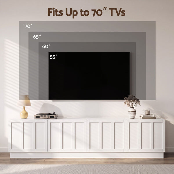 Artiss 180cm TV Unit Entertainment Cabinet Fluted Style Cable Management White Awezingly