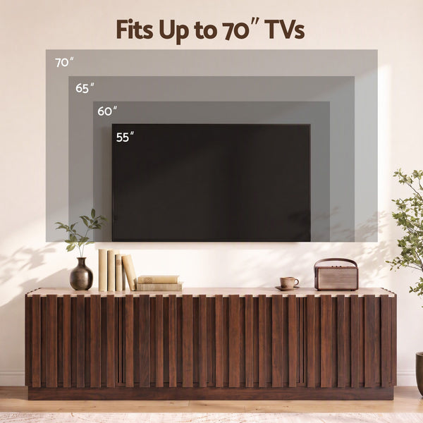Artiss 180cm TV Unit Entertainment Cabinet Fluted Style Anti-tip Kit Walnut Awezingly