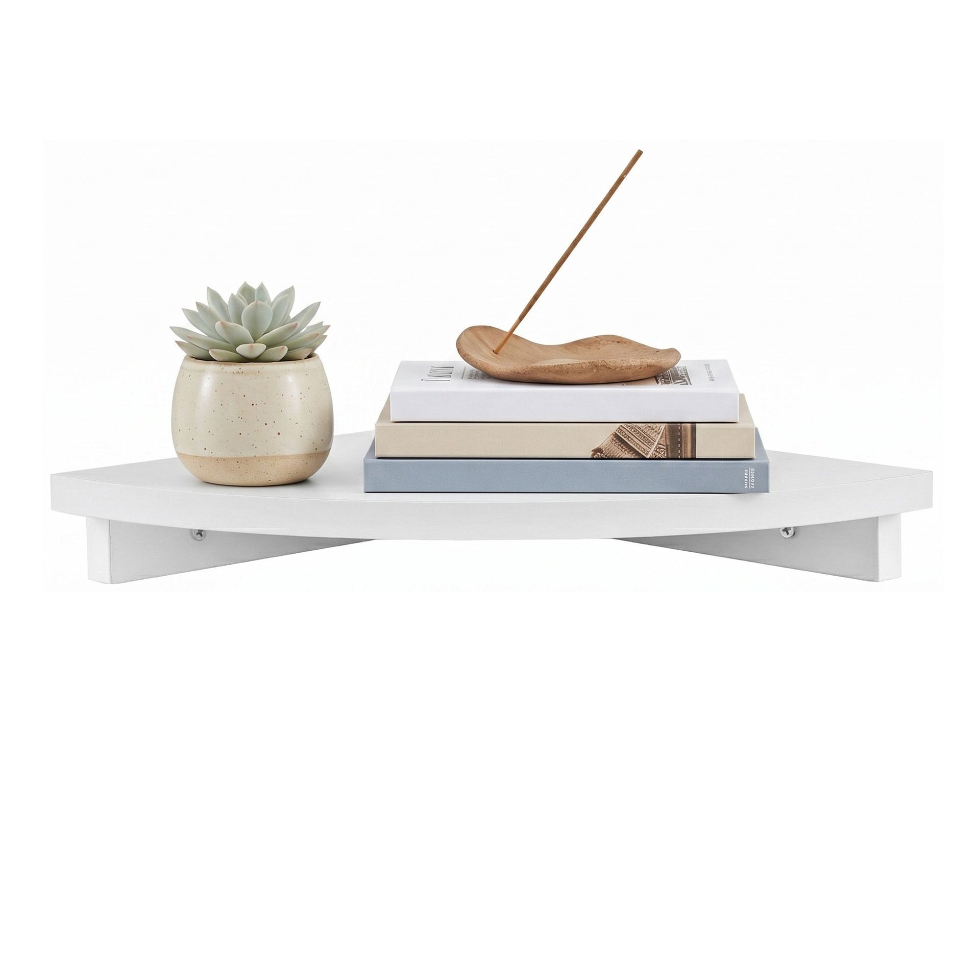 Artiss Corner Floating Wall Shelf Wall Mounted Display Rack Round Edge White 1pc Artiss