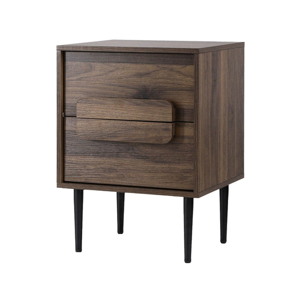 Artiss Bedside Table Nightstand 2 Drawers - Walnut Artiss