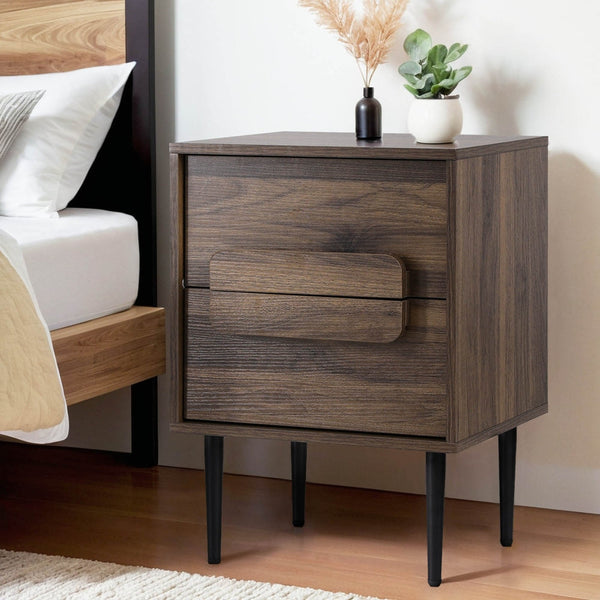 Artiss Bedside Table Nightstand 2 Drawers - Walnut Artiss