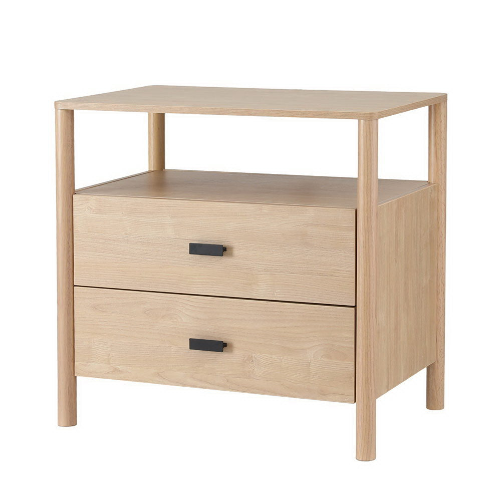 Artiss Bedside Table Nightstand 2 Drawers - Pine Artiss