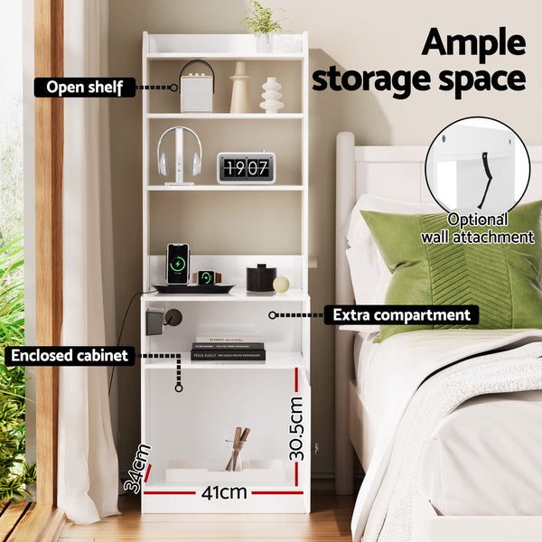 Artiss Bedside Table Nightstand Charging Station Artiss