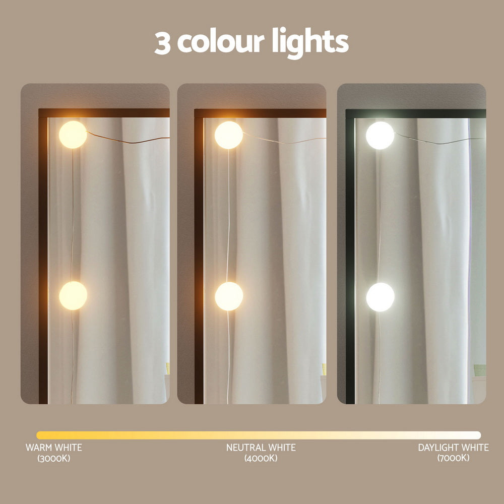 Artiss Dressing Table Vanity Desk Set Stool 10 Led Bulbs Black Awezingly