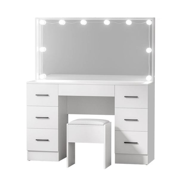 Artiss Dressing Table Set Stool 10 Led Bulbs White Debbie Artiss