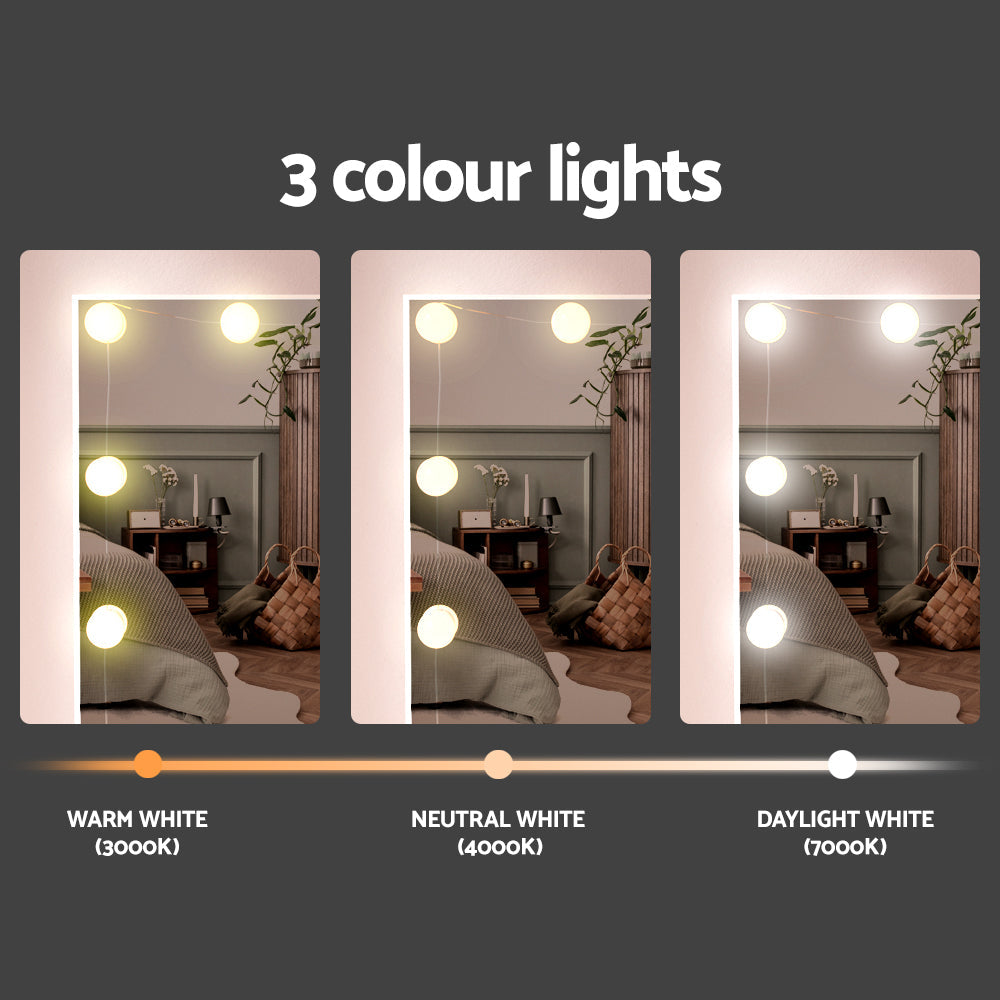 Artiss Dressing Table Set Stool 10 Led Bulbs White Debbie Artiss