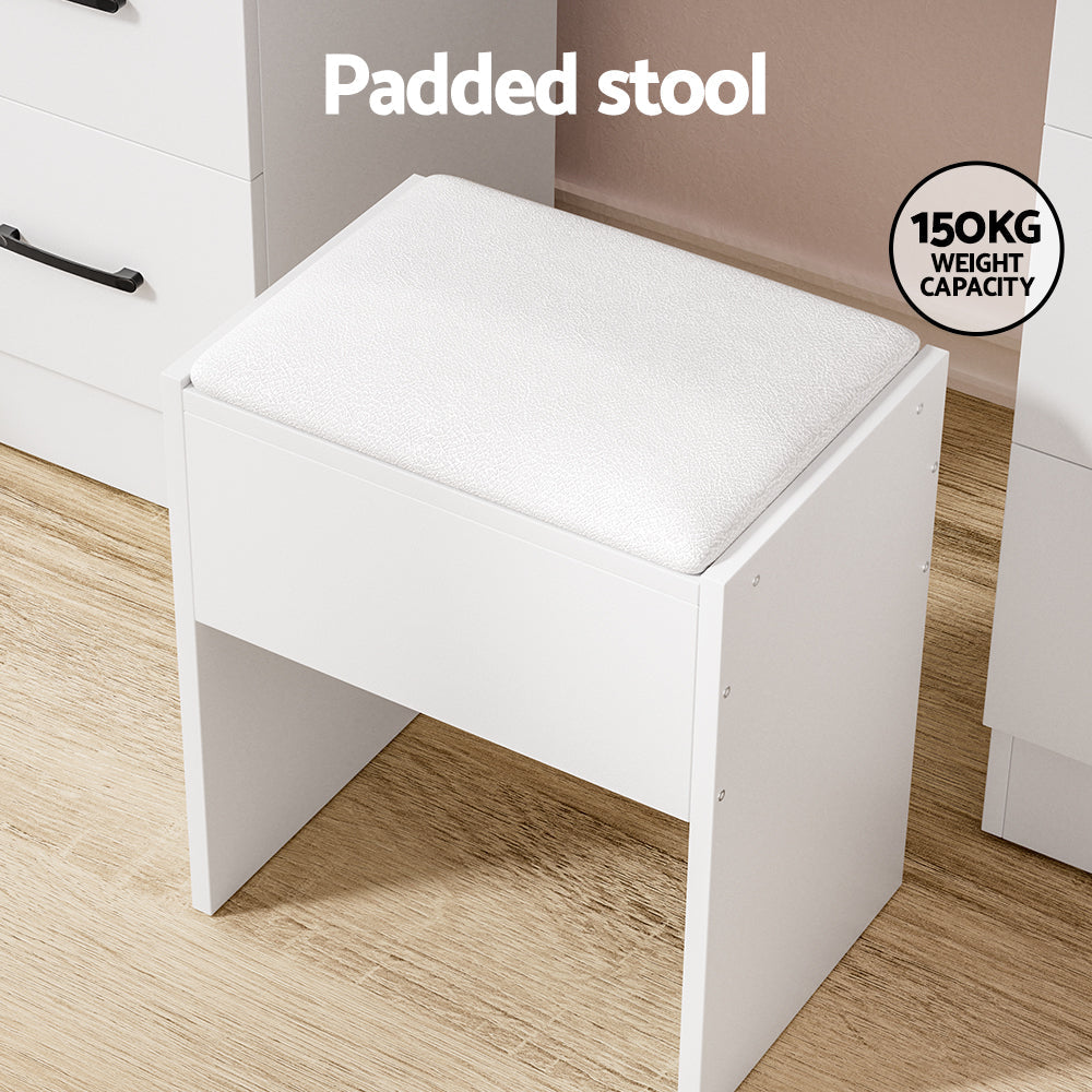 Artiss Dressing Table Set Stool 10 Led Bulbs White Debbie Artiss