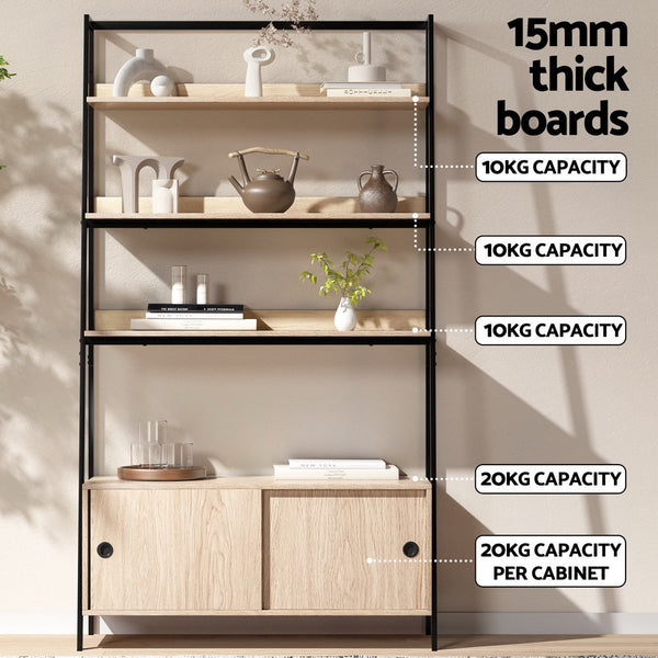 Artiss Bookshelf with Cabinet MIRA Oak Artiss