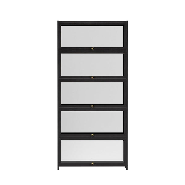 Artiss 5-Tier Display Cabinet Storage Bookshelf Clear Shelf Black Awezingly