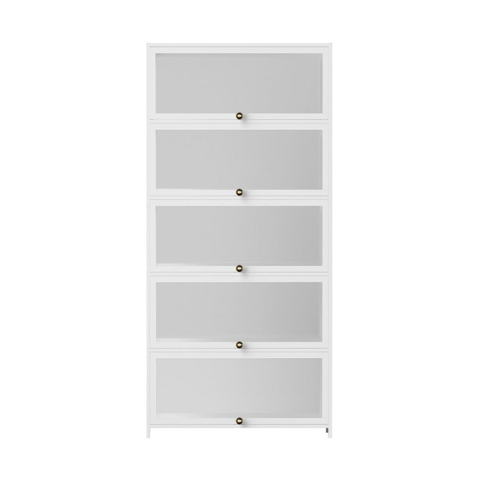 Artiss 5-Tier Display Cabinet Storage Bookshelf Clear Shelf White Awezingly