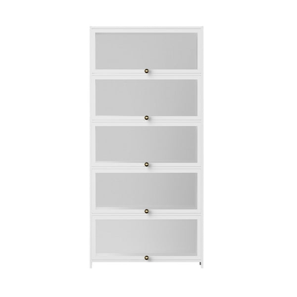 Artiss 5-Tier Display Cabinet Storage Bookshelf Clear Shelf White Awezingly