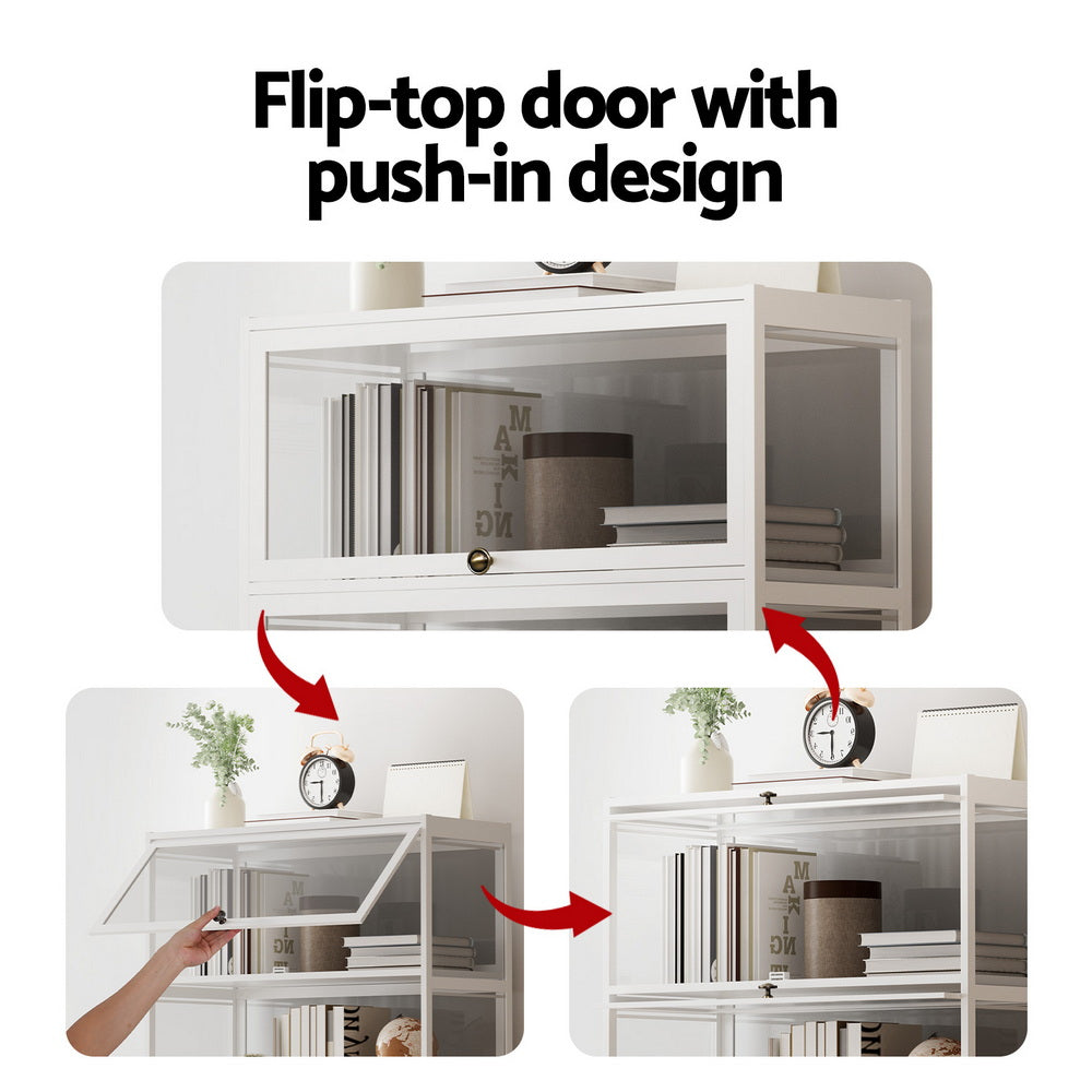 Artiss 5-Tier Display Cabinet Storage Bookshelf Clear Shelf White Awezingly