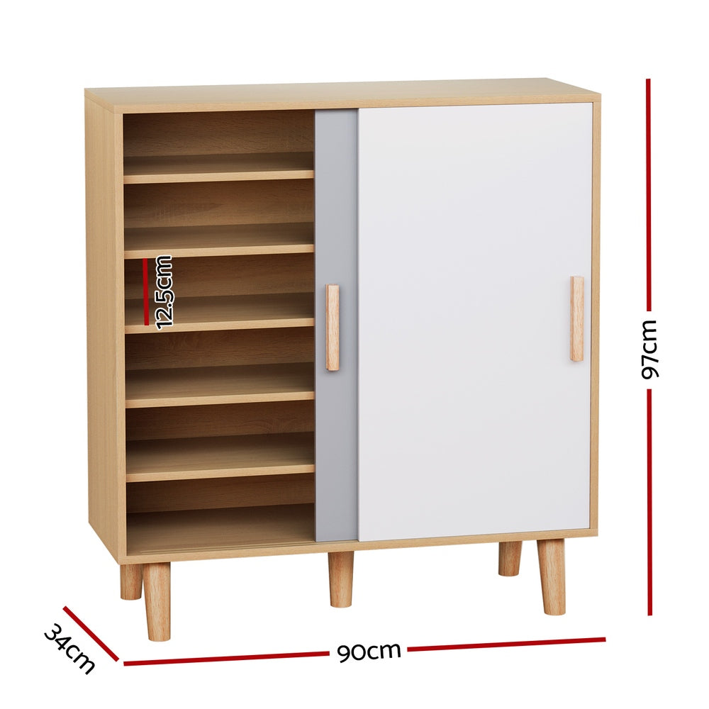 Artiss Shoe Cabinet 30 Pairs Sliding Doors Artiss