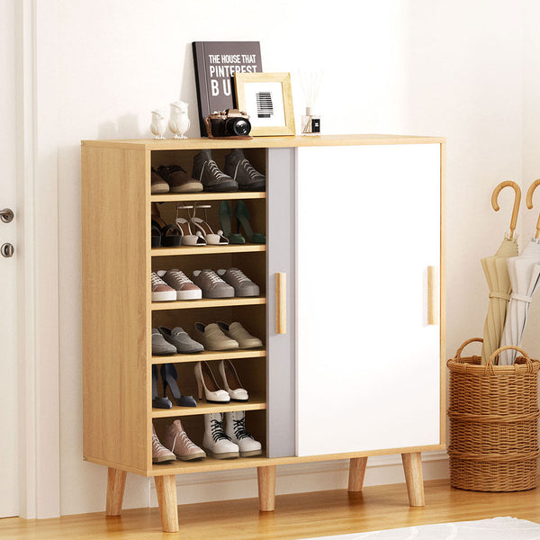 Artiss Shoe Cabinet 30 Pairs Sliding Doors Artiss