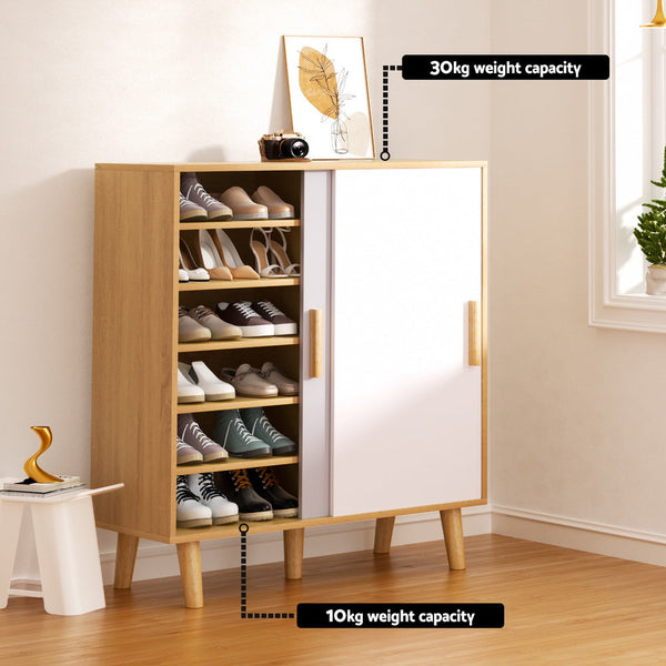 Artiss Shoe Cabinet 30 Pairs Sliding Doors Artiss